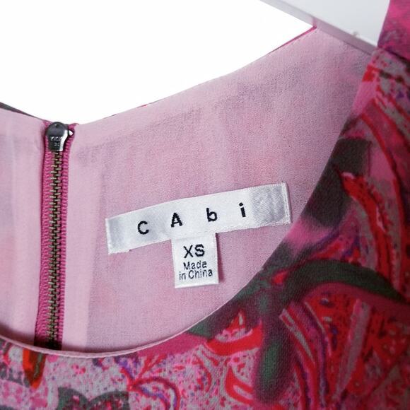 CAbi Style #127 Printed Jubilee Top Pink & Red Floral Blouse Top - Size XS - Picture 7 of 7